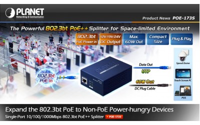 Planet POE-173S 802.3bt PoE++ Splitter 12v 19v 24v
